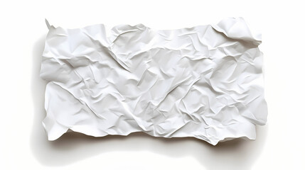 Obraz premium A piece of wrinkled white paper with visible creases, isolated on a white backdrop, emphasizing a wasted, imperfect texture. Ember-Forged. Illustration
