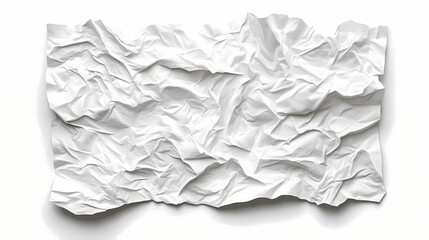 Obraz premium A piece of wrinkled white paper with visible creases, isolated on a white backdrop, emphasizing a wasted, imperfect texture. Ember-Forged. Illustration