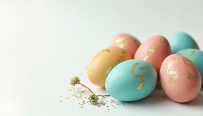 Easter eggs. White background. Close-up.