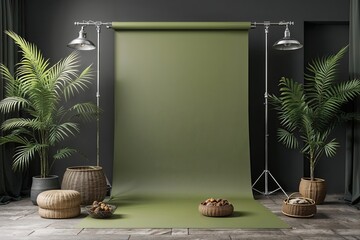 Olive Green and Onyx Gray Studio Backdrop for Professional Product Photography