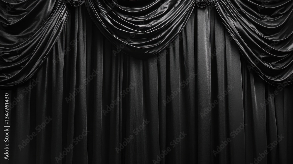 Aufkleber elegant, dark satin curtains with decorative draping at the top edge. use it as a backdrop or backgr