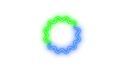 Neon certificate icon blue green  color glowing with transparent background