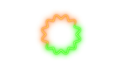 Neon certificate icon brown green color glowing with transparent background