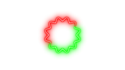 Neon certificate icon green red color glowing with transparent background