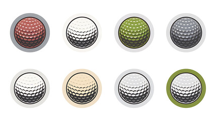 Golf ball icons in various color palettes