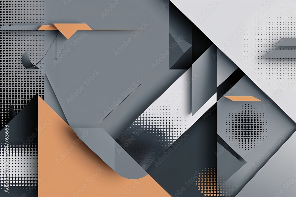 Poster modern grey abstract background featuring geometric shapes and halftone design for website layout an