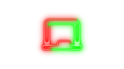 Neon chalkboard icon green red color glowing with transparent background