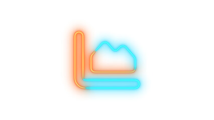 Neon chart area symbol icon brown cyan color glowing with transparent background