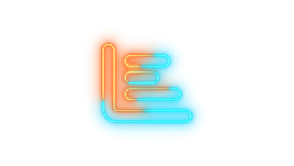 Obraz premium Neon chart bar symbol icon brown cyan color glowing with transparent background