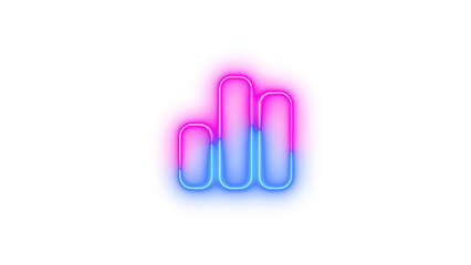 Neon chart simple icon blue pink color glowing with transparent background