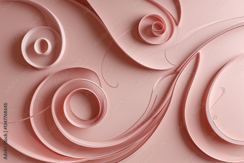 Poster soft blush background with elegant swirling lines and patterns
