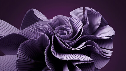 Abstract pleated flower deep purple textured design