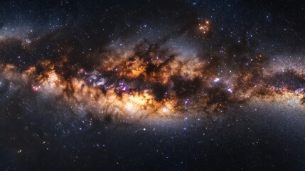 Obraz premium A vibrant panoramic view of a celestial galaxy in space