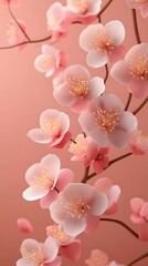 Delicate Pink Blossom Branches Springtime Floral Beauty