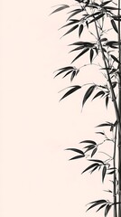Fototapeta premium Elegant Black and White Bamboo Branch Illustration (1)