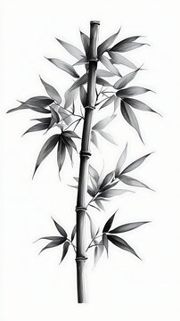 Elegant Monochrome Bamboo Illustration, Tranquil Asian Art