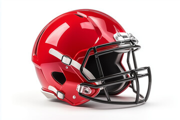 Fototapeta premium Shiny red American football helmet isolated on a plain background