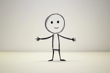 Simple stick figure drawing with a happy expression