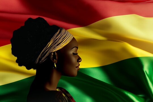 Young black woman celebrating international reggae day with bolivian flag