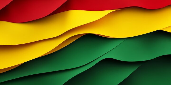 Green, yellow and red wavy stripes celebrating international reggae day - Powered by Adobe
