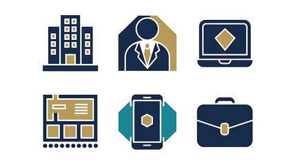 Modern business icons office technology and professional tools