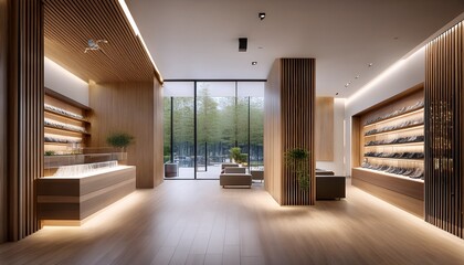 Scandinavian-style, minimalist, high-end store