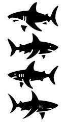 Fototapeta premium Shark Silhouette Vector Set