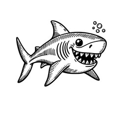 Fototapeta premium Black Cute Cartoon Shark Vector Illustration