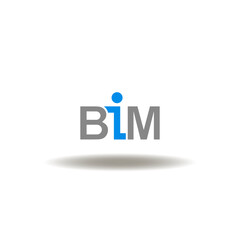 Vector illustration of BIM text acronym. Symbol abbreviation of BIM Building Information Modeling. Logog of BIM.
