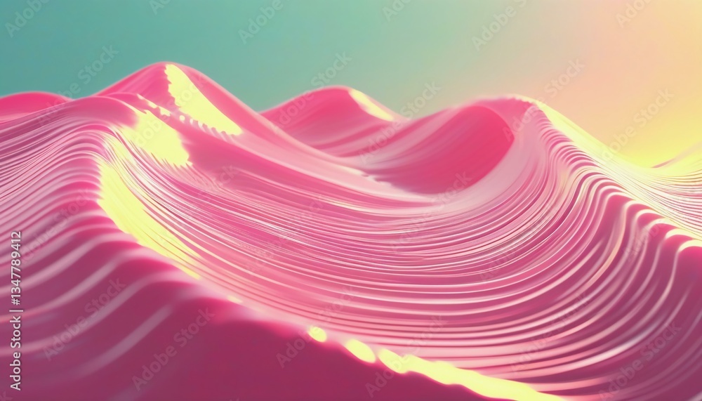 Poster Soft waves ripple as pink and orange colors of dawn blend seamlessly in the sky, reflecting on the calm water. Nature awakens, inviting serene moments and peaceful vibes Generative AI