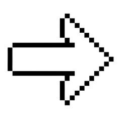Fototapeta premium pixelated right arrow pointing forward. It is a simple and classic symbol, often used to indicate direction or progression vector illustration