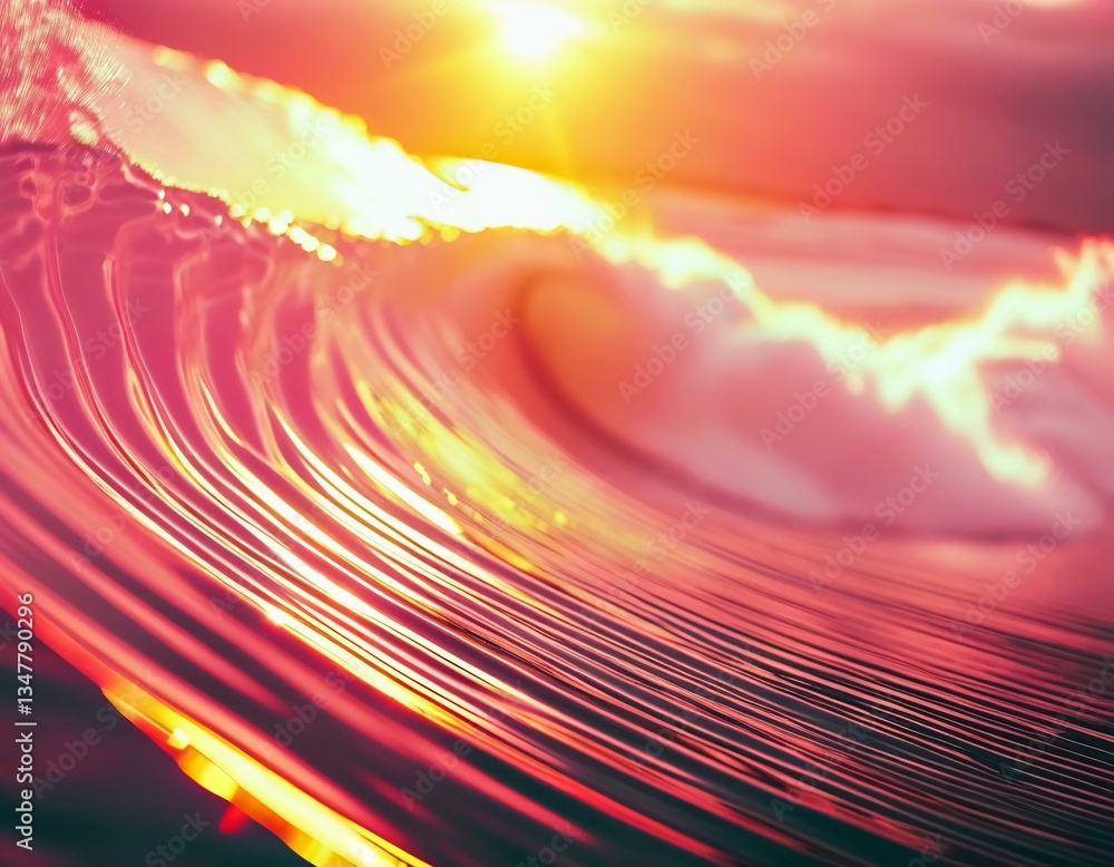 Poster as dawn approaches, the horizon glows with pink and orange, casting a serene light over the gentle w