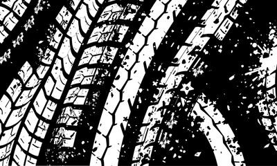 Tire texture patterns create dynamic visual, showcasing intricate designs and wear marks that tell story of movement and adventure. contrast highlights ruggedness and durability of tires