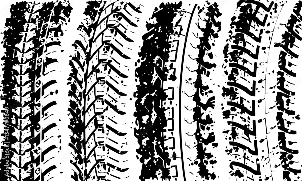 Poster tire texture patterns showcase various tread designs, highlighting intricate details and textures th