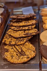 Crispy Florentine Cookies with Chocolate Drizzle