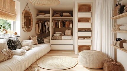 A cozy and inviting dressing area with the Blox vintage wardrobe set, perfect for both storage and aesthetics