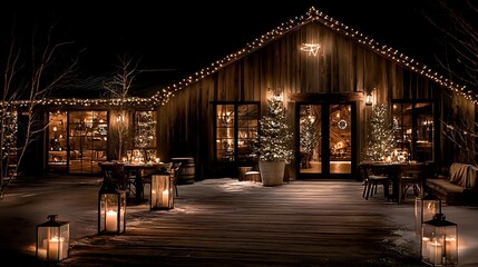 Obraz premium Rustic outdoor dining at night