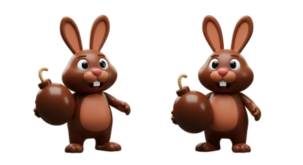 Cartoon Rabbit with Bomb: Explosive Easter Illustration
