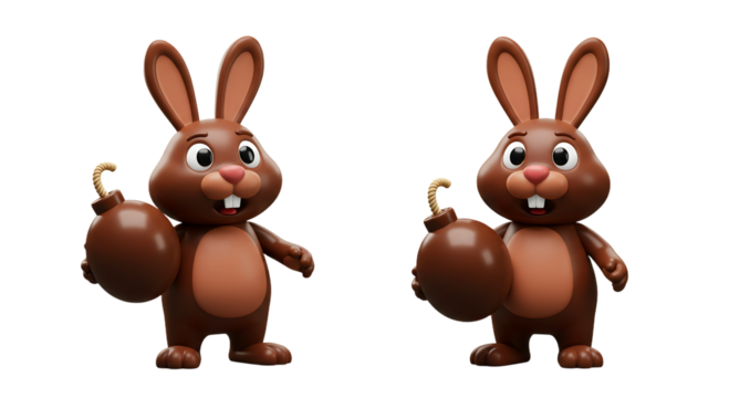 Cartoon Rabbit with Bomb: Explosive Easter Illustration