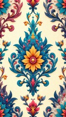 Damask-inspired geometric patterns on a neutral background, abstract, damask