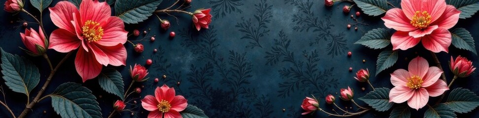 Dark charcoal floral vine pattern with intricate details , geometric, floral