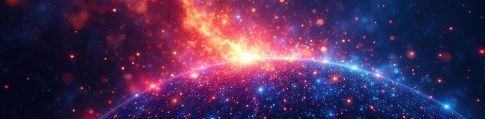 Obraz premium Colorful explosion of stars in a spherical shape, sparkles, burst