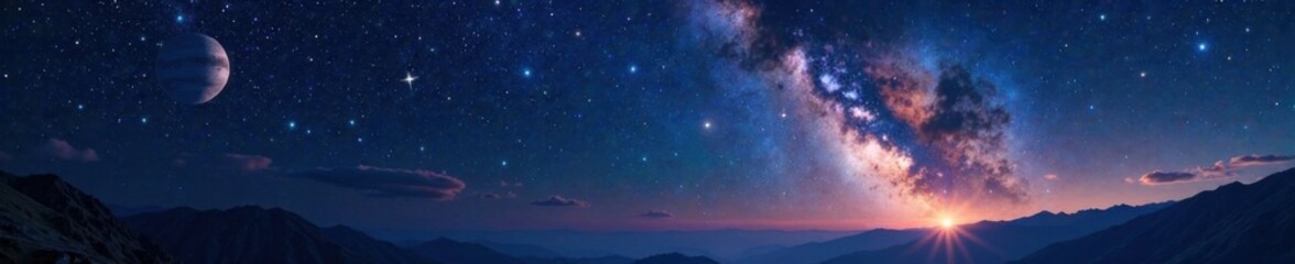 Fototapeta premium Dark majestic starry night with planets and constellations, constellations, celestial bodies