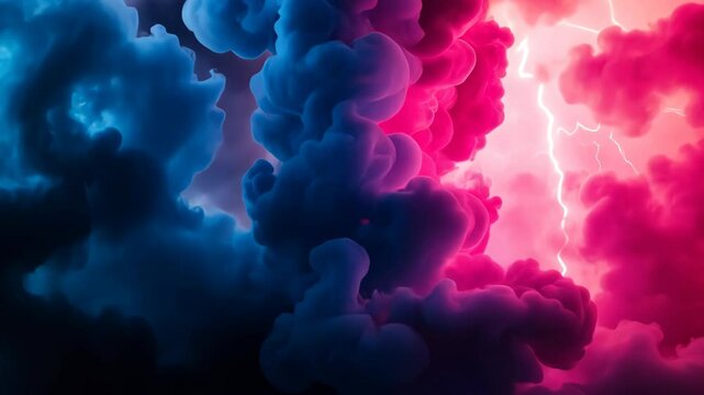 Electric Storm in a Canvas of Crimson and Azure, Impressive Visuals - Powered by Adobe