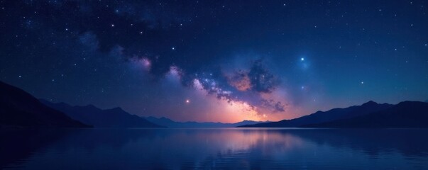 Fototapeta premium Dark vast space with stars galaxies in the background of a calm night sky, darkness, stars