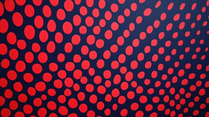 Vibrant red and navy polka dot pattern on a wall