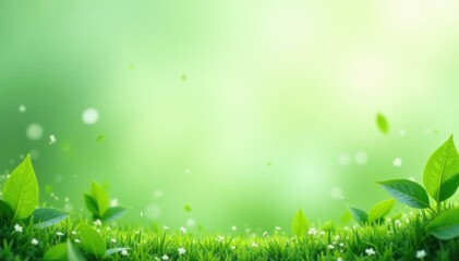 Minimalist Fresh Greenery Background with Abstract Spring Elements , leaves, spring, abstract art