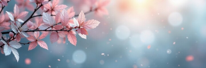 Delicate silver leaf patterns adorn a serene background, soft background, natural elegance