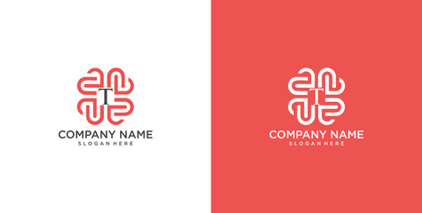 Initial T heart logo design. Love icon vector illustration