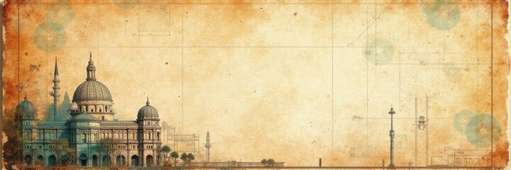 Distressed blueprint background with modern architectural elements and clean blank space, blueprint, minimalist